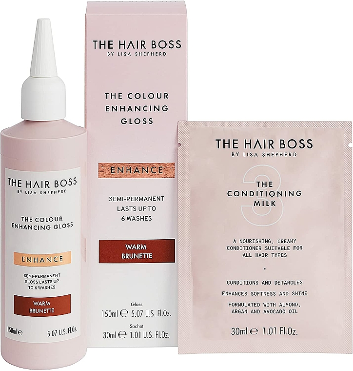Rozświetlacz podkreślający ciepły odcień ciemnych włosów - The Hair Boss Color Enhancing Gloss Warm Brunette — Zdjęcie N2