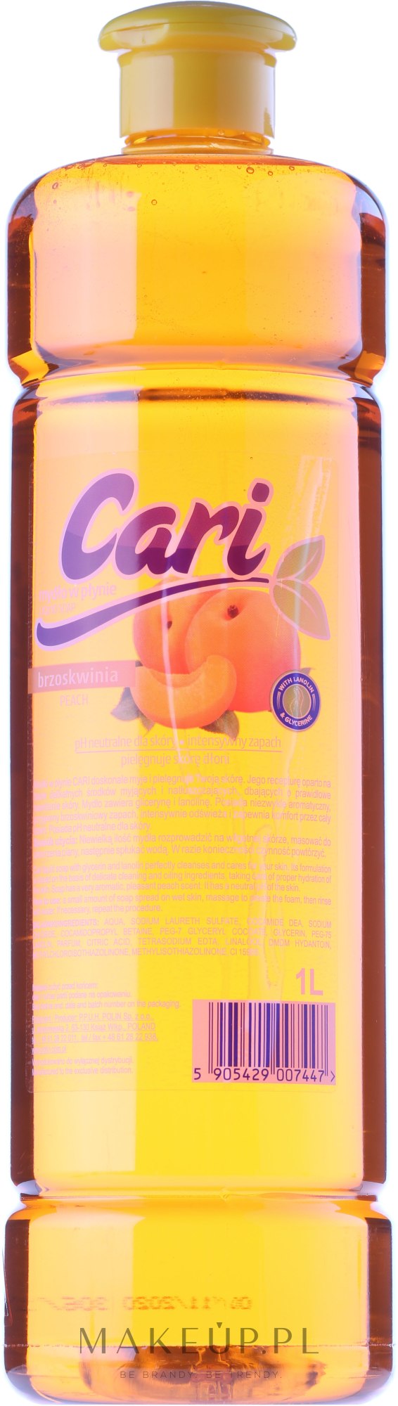 Mydło w płynie Brzoskwinia - Cari Peach Liquid Soap — Zdjęcie 1000 ml