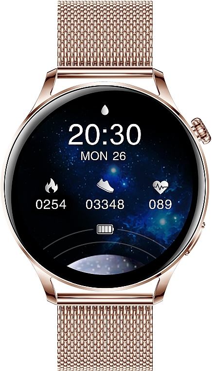 Inteligentny zegarek dla kobiet, złota stal - Garett Smartwatch Lady Elegance RT — Zdjęcie N2