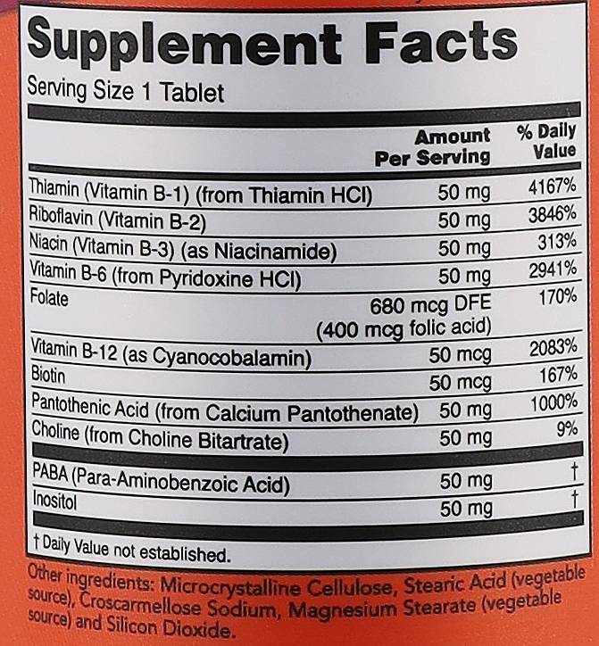Kapsułki wegetariańskie z kompleksem witamin z grupy B wspierające układ nerwowy - Now Foods Vitamin B-50 — Zdjęcie N2