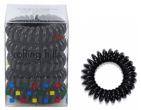 Gumki do włosów, czarne, 5 szt. - Rolling Hills 5 Traceless Hair Rings — Zdjęcie N1