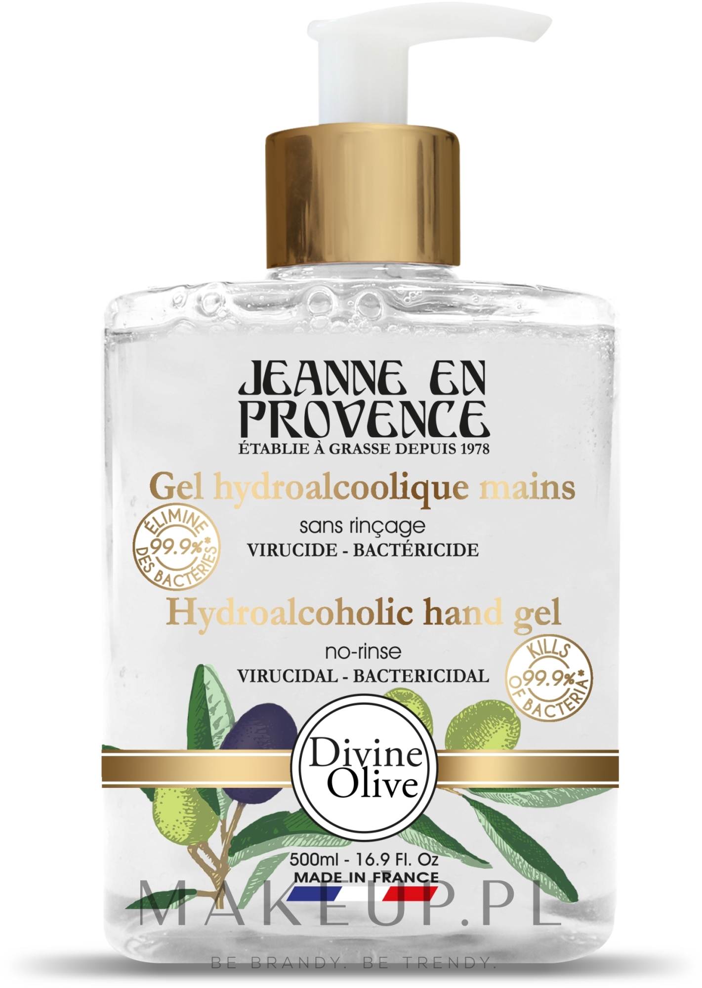 Żel do mycia rąk z dozownikiem - Jeanne en Provence Divine Olive Hydroalcoholic Hand Gel  — Zdjęcie 500 ml