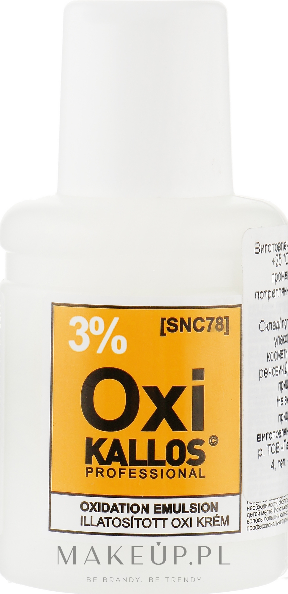 Utleniacz do włosów 3% - Kallos Cosmetics Oxi Oxidation Emulsion With Parfum — Zdjęcie 60 ml