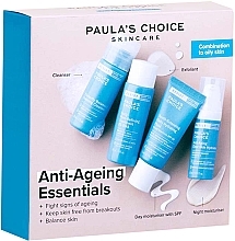Zestaw - Paula's Choice Anti-Aging Essentials Combination To Oily Skin Set (f/gel/30ml + f/fluid/15ml + f/tonic/30ml + f/cr/10ml) — Zdjęcie N1