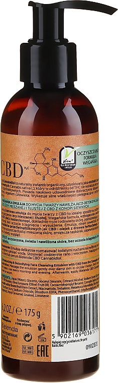 Nawilżająco-detoksykująca emulsja do mycia twarzy CBD z konopi siewnych - Bielenda CBD Cannabidiol  — Zdjęcie N2