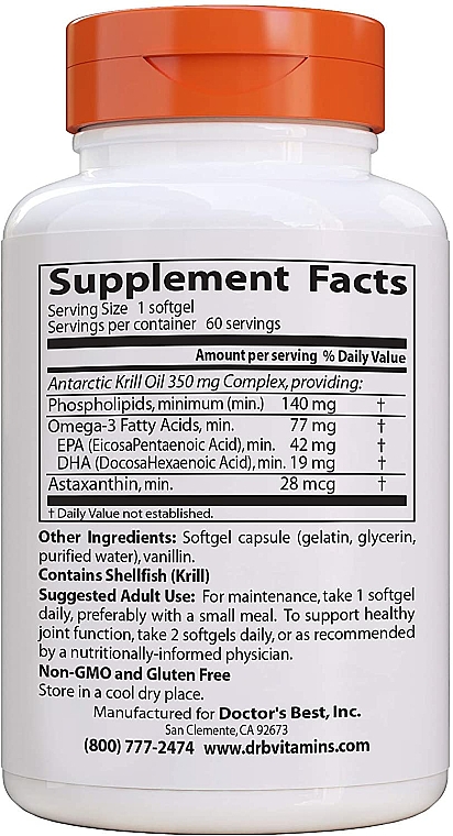 Suplement diety w kapsułkach Real Krill 350 mg - Doctor's Best — Zdjęcie N2