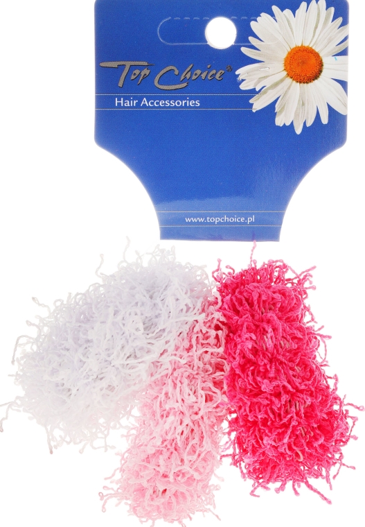Gumki do włosów typu Spaghetti 3 sztuki, różowe + biała - Top Choice — Zdjęcie N1