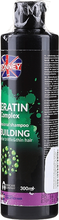 PRZECENA! Odbudowujący szampon z kompleksem keratynowym do włosów kruchych i cienkich - Ronney Professional Keratin Complex Rebuilding Shampoo * — Zdjęcie N2