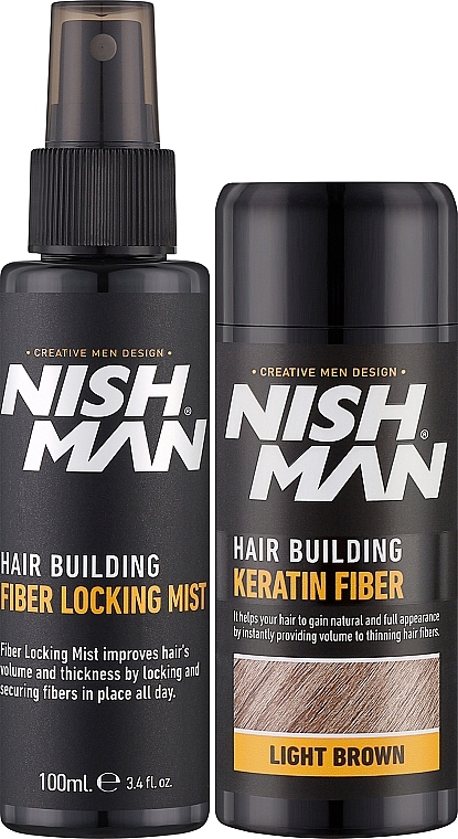 Zestaw kosmetyków do zagęszczenia włosów dla mężczyzn - Nishman Hair Building Keratin Fiber (powder/21g + mist/100ml) — Zdjęcie N2