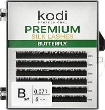 Sztuczne rzęsy Butterfly Green B 0.07 (6 rzędów: 6 mm) - Kodi Professional — Zdjęcie N1