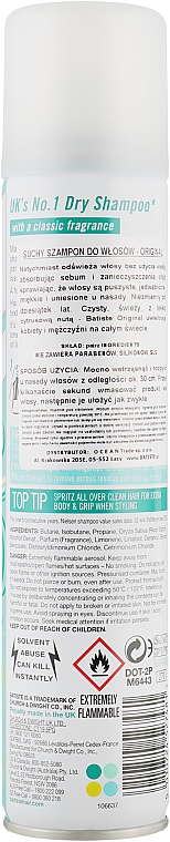 Suchy szampon - Batiste Dry Shampoo Clean And Classic Original — Zdjęcie N2
