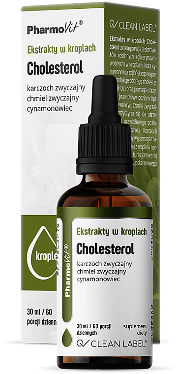 Suplement diety w kroplach Cholesterol - Pharmovit Clean label Cholesterol — Zdjęcie N1