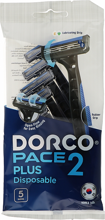 Jednorazowa maszynka do golenia z 2 ostrzami, 5 szt. - Dorco Pace Plus Disposable 2 — Zdjęcie N1