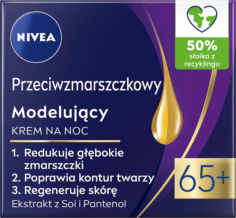 Przeciwzmarszczkowy + modelujący krem na noc 65+ - NIVEA — Zdjęcie N1