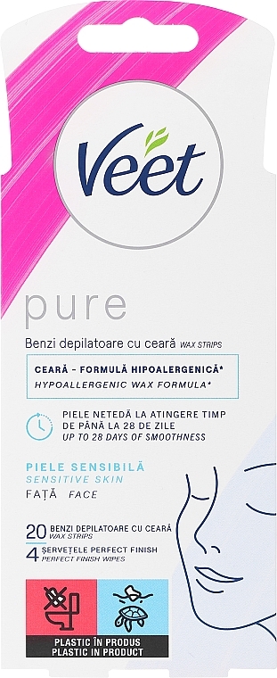 Paski woskowe do depilacji twarzy - Veet Pure Facial Wax Strips Sensitive Skin — Zdjęcie N1