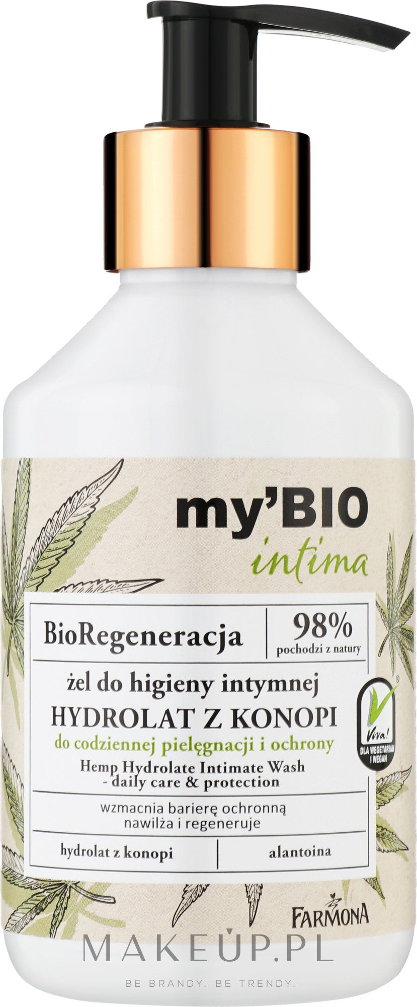 Żel do higieny intymnej Hydrolaty z konopi - Farmona My’Bio Intima — Zdjęcie 250 ml