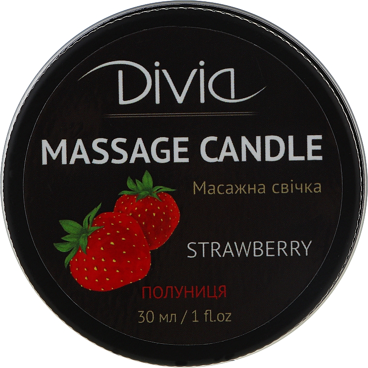 Świeca do masażu dłoni Truskawka Di1570 - Divia Massage Candle Hand & Body Strawberry Di1570 (30 ml) — Zdjęcie N1