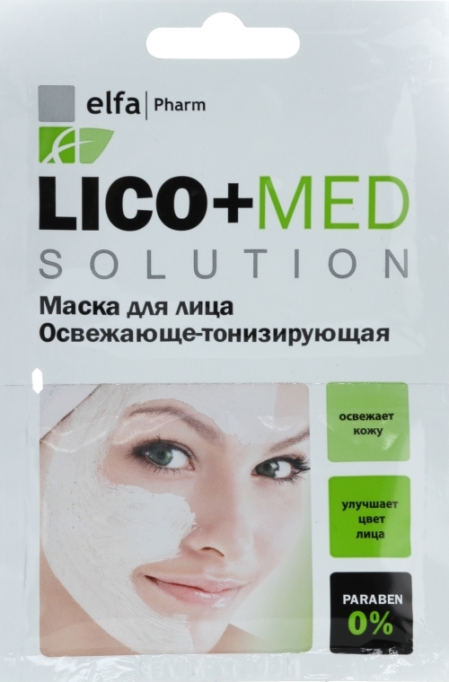 Tonizująco-odświeżająca maska do twarzy - Elfa Pharm Lico+Med Solution — Zdjęcie N1