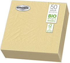 Kup Biodegradowalne serwetki papierowe, dwuwarstwowe, 33 x 33 cm, beżowe, 50 szt. - Grosik