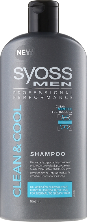 Szampon do włosów normalnych i szybko przetłuszczających się dla mężczyzn - Syoss Men Cool & Clean Shampoo