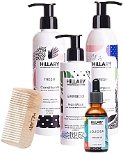 Kup Zestaw do wszystkich rodzajów włosów - Hillary Hair Complex Mask + Jojoba (cond/250ml + shamp/250ml + h/mask/200ml + oil/30ml + grzebień)