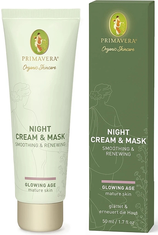 Wygładzająca kremowa maska odnawiająca do twarzy - Primavera Glowing Age Smoothing & Renewing Night Cream & Mask — Zdjęcie N1