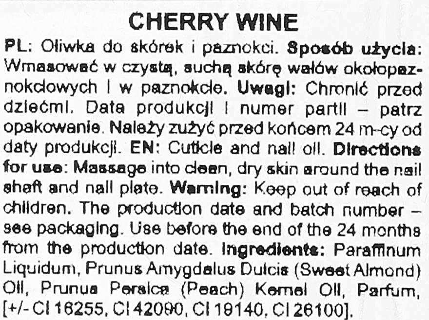 Olejek do paznokci i skórek - Silcare Olive Shells Cherry Wine — Zdjęcie N2