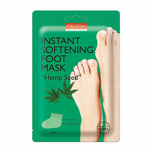 Zmiękczająca maska do stóp z olejem z nasion konopi - Purderm Instant Softening Foot Mask "Hemp Seed" — Zdjęcie N1