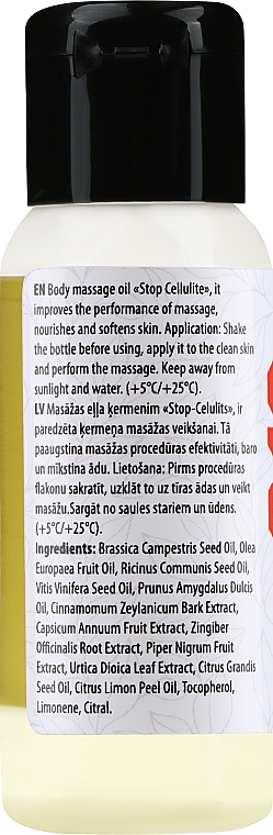 Olejek do masażu ciała Stop Cellulit - Verana Body Massage Oil  — Zdjęcie N2