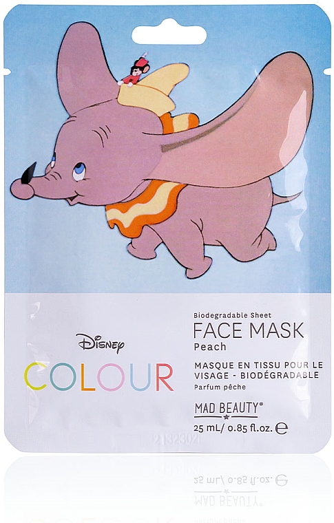 Maska do twarzy Dumbo - Mad Beauty Disney Colour Biodegradable Sheet Face Mask Peach — Zdjęcie N1