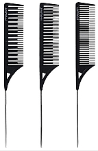 Zestaw grzebieni do robienia pasemek i koloryzacji, czarny, 3 sztuki - Framar Dreamweaver Highlight Comb Set Black — Zdjęcie N2