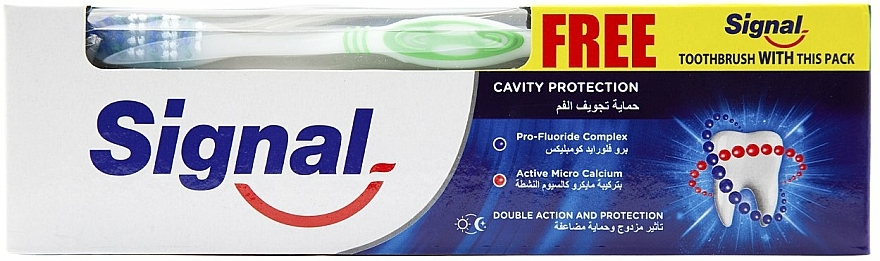 Pasta i szczoteczka do zębów - Signal Cavity Protection Toothpaste (Toothpaste/100ml + t/brush) — Zdjęcie N1