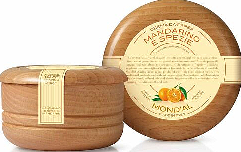Krem do golenia Mandarino e Spezie - Mondial Shaving Cream Wooden Bowl — Zdjęcie N1