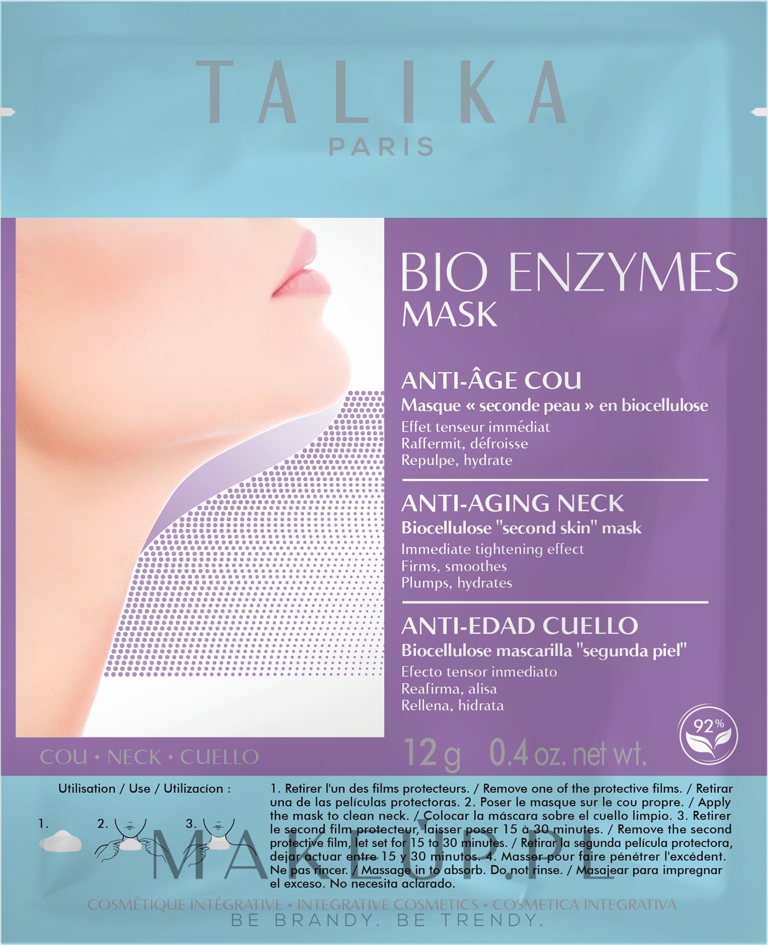 Przeciwstarzeniowa maska na okolice szyi i dekoltu - Talika Bio Enzymes Mask Anti-Age — Zdjęcie 12 g