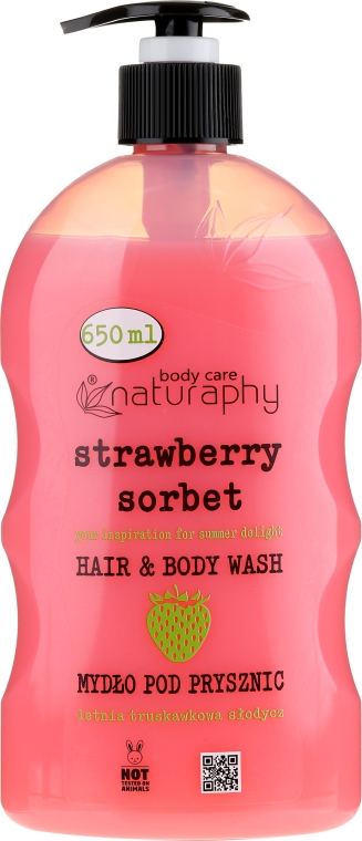 Truskawkowe mydło pod prysznic dla dzieci do włosów i ciała z aloesem - Naturaphy — Zdjęcie N2