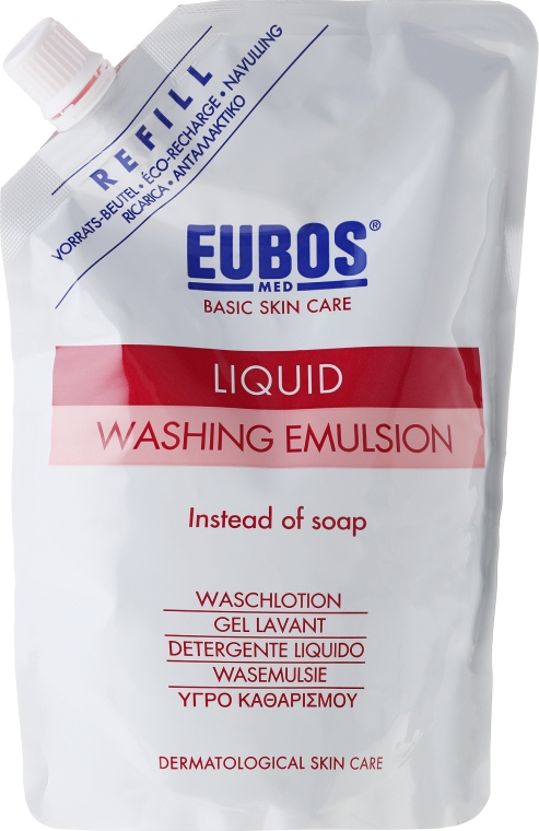 Bezalkaiczna emulsja myjąca do ciała o świeżym zapachu - Eubos Med Basic Skin Care Liquid Washing Emulsion Red (uzupełnienie) — Zdjęcie N1