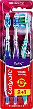 Zestaw szczoteczek do zębów, średnia twardość, fioletowa + granatowa + niebieska - Colgate Medium Toothbrush — Zdjęcie N1