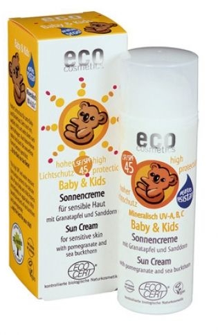 Przeciwsłoneczny krem dla dzieci do skóry wrażliwej SPF 45 - Eco Cosmetics Baby & Kids Sun Cream For Sensitive Skin — Zdjęcie N1