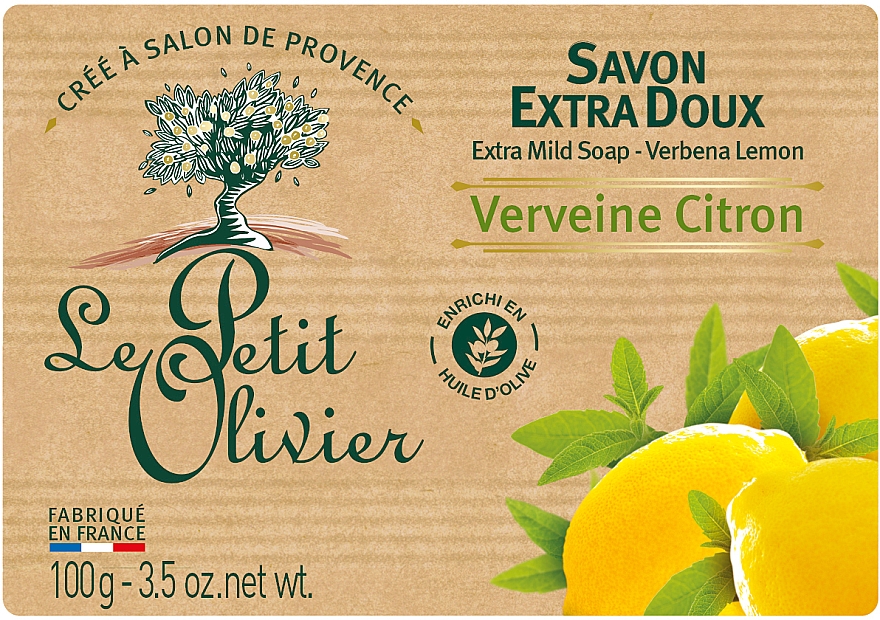 Delikatne mydło kosmetyczne Werbena i cytryna - Le Petit Olivier extra mild soap Verbena and Lemon — Zdjęcie N1