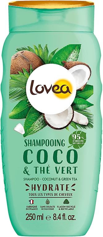 Szampon do włosów Kokos i zielona herbata - Lovea Shampoo Coconut & Green Tea — Zdjęcie N1