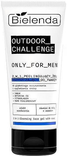 Żel do mycia twarzy 2 w 1 - Bielenda Only For Men Outdoor Challenge 2 in 1 Peeling Facial Cleansing Gel — Zdjęcie N1