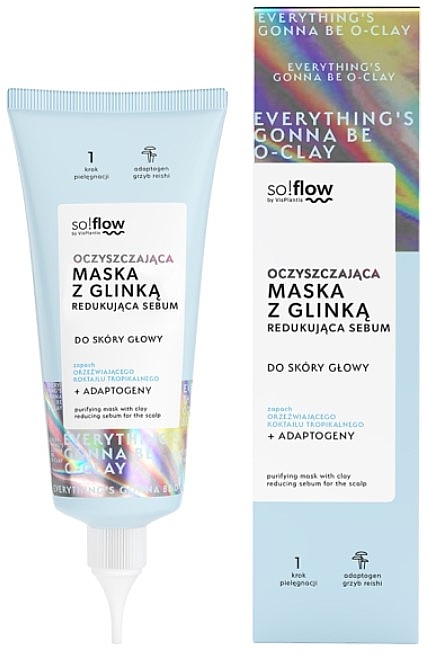 Oczyszczająca maseczka z glinki do skóry głowy zmniejszająca wydzielanie sebum - So!Flow by VisPlantis — Zdjęcie N1