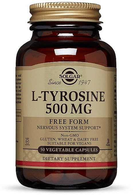 Aminokwas L-tyrozyna w kapsułkach, 500 mg - Solgar L-Tyrosine — Zdjęcie N1
