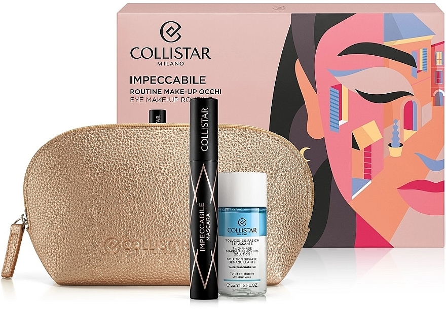 Zestaw - Collistar Impeccabile Mascara Gift Set (mascara/14ml+remover/35ml+bag/1pcs) — Zdjęcie N1