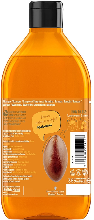 Szampon odżywiająco-pielęgnujący z olejkiem arganowym - Nature Box Nourishment Vegan Shampoo With Cold Pressed Argan Oil — Zdjęcie N2