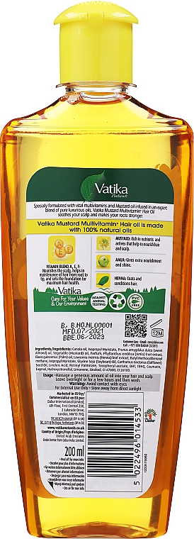 Olejek musztardowy do włosów - Dabur Vatika Naturals Mustard Multivitamin+ Hair Oil — Zdjęcie N2
