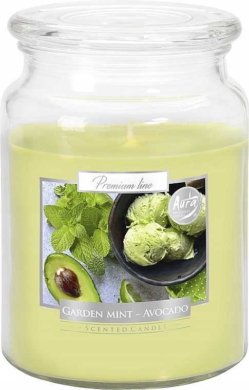 Świeca aromatyczna premium w szkle Mięta i awokado - Bispol Premium Line Aura Garden Mint & Avocado — Zdjęcie N1