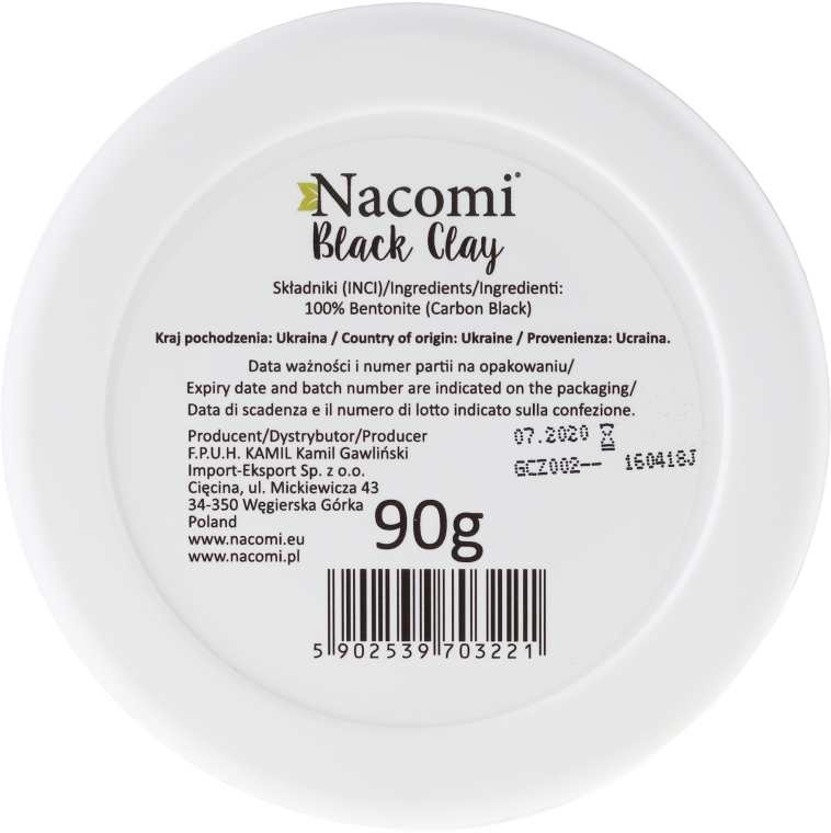 Glinka czarna do twarzy - Nacomi Black Clay — Zdjęcie N2