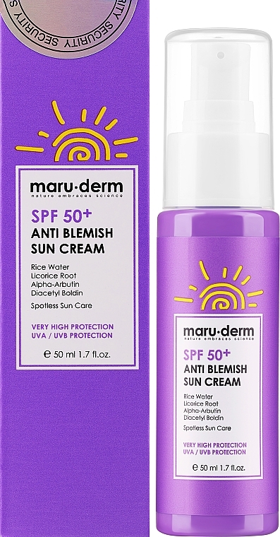 Filtr przeciwsłoneczny do twarzy przeciw plamom starczym - Maruderm Cosmetics Anti-Blemish Sun Cream SPF 50 — Zdjęcie N2