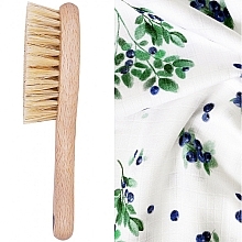 Zestaw - LullaLove Blueberry (hair brush + muslin washcloth) — Zdjęcie N2